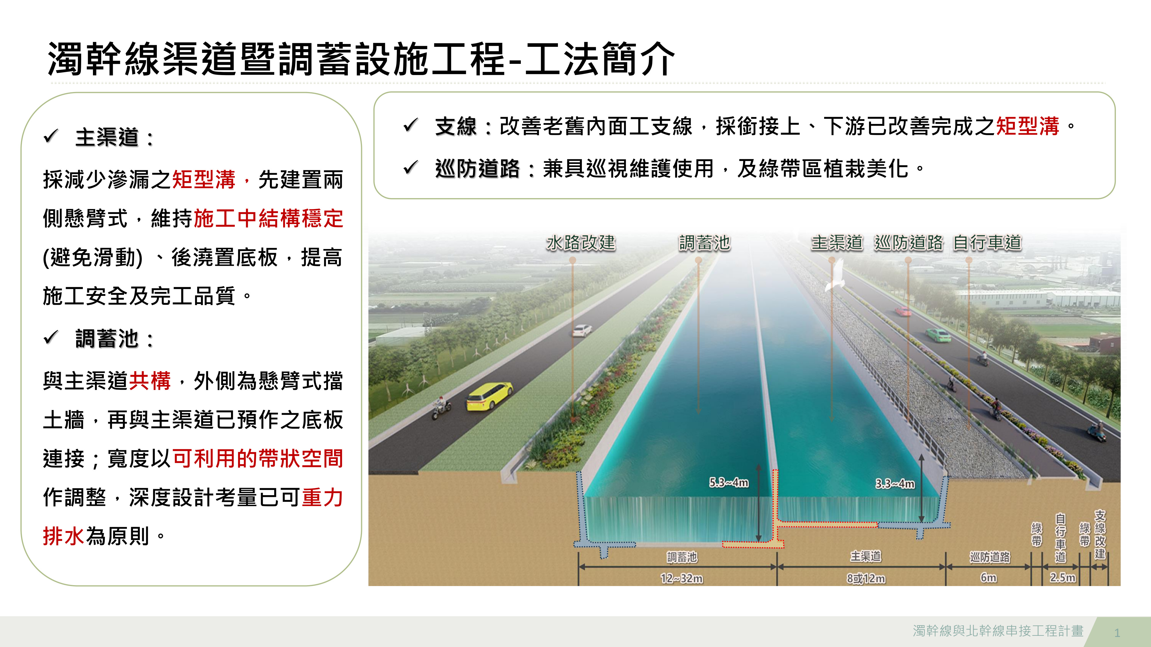 濁幹線渠道暨調蓄設施工程-工法簡介